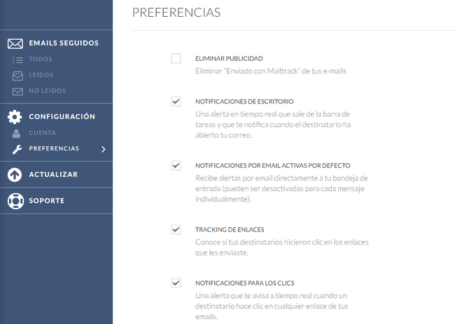 Notificaciones Mailtrack