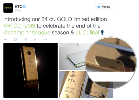 HTC sacándole fotos a su móvil dorado... con un iPhone. La imagen de la semana