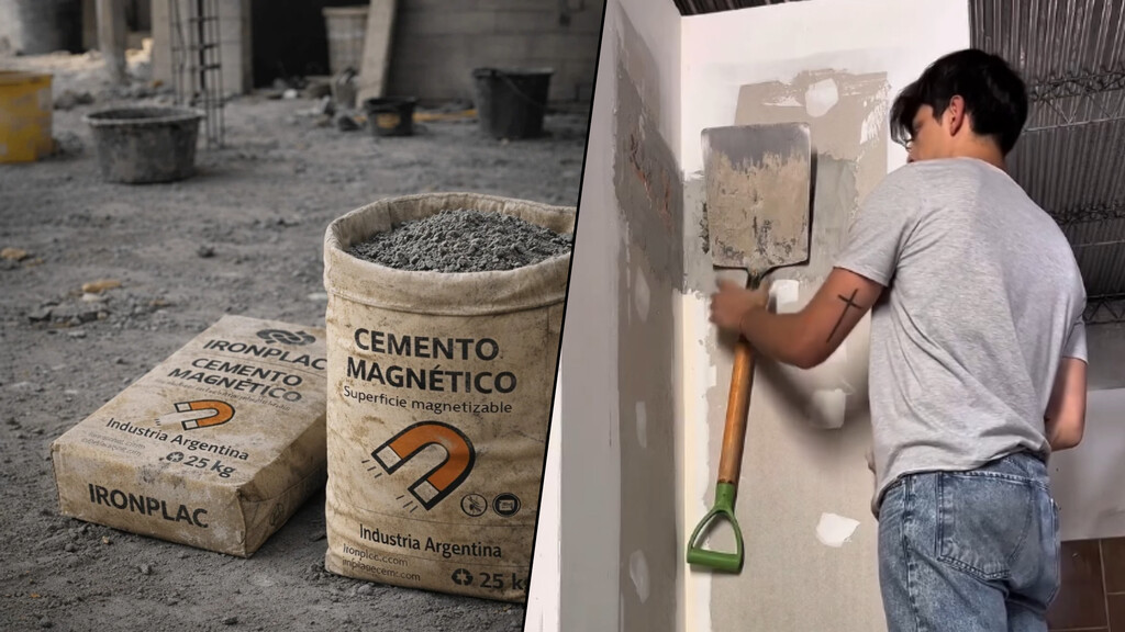 Um jovem de 29 anos inventou um cimento que torna as paredes magnéticas: uma solução para pendurar objetos sem furadeira nem parafusos