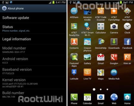 Se filtra la actualización a Ice Cream Sandwich para el Galaxy Note en Estados Unidos