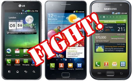 Duelo en la cumbre de Android: Samsung Galaxy S2 vs. LG Optimus 2X vs. Samsung Galaxy S Plus (en vídeo)