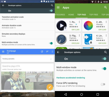 La multi ventana llega a Android M aunque es una función experimental, de momento