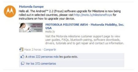 Android 2.2 Froyo llega al Motorola Milestone en Europa
