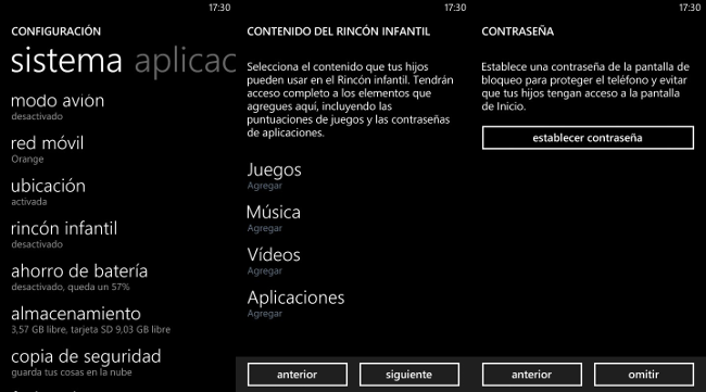 Configurar rincón infantil en Windows Phone 8