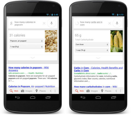 Google Search nos permitirá consultar la información nutricional de alimentos