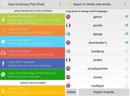 Completa el diccionario del teclado con User Dictionary Plus