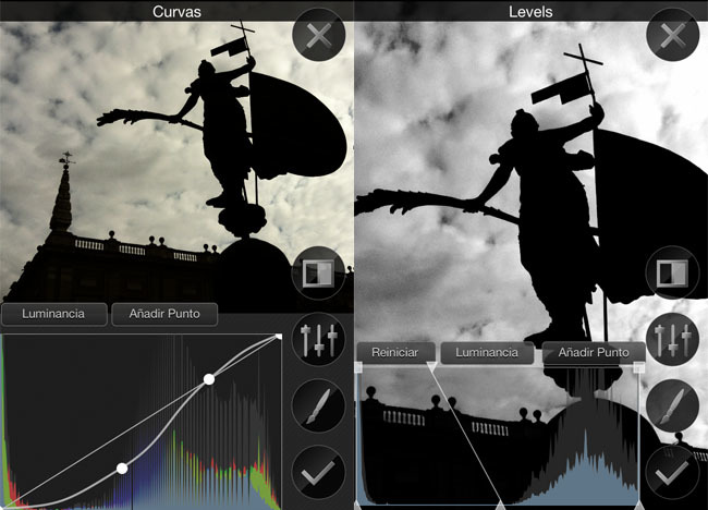 filterstorm herramientas curvas y levels