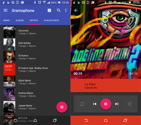 Gramophone, un reproductor de música con Material Design y mucha clase