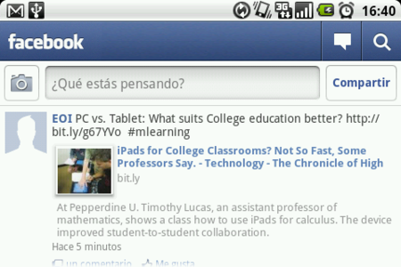 La aplicación de Facebook se actualiza en el Android Market