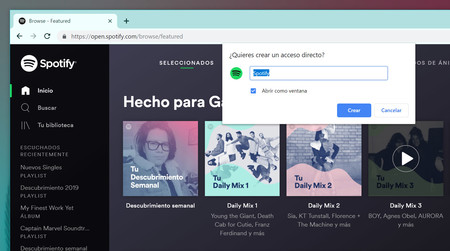Crear Acceso Directo Spotify
