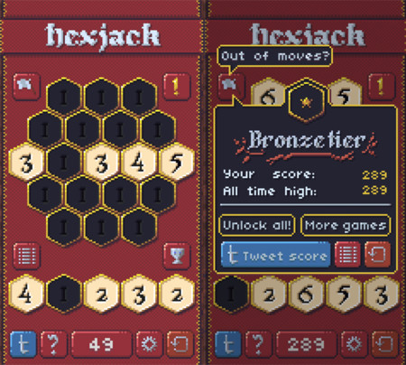 Hexjack, la adicción de juntar fichas en un tablero vuelve con estilo retro