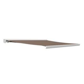 Toldo Zefir motorizado con cofre integral blanco y tela topo de 2.95x2.5 m