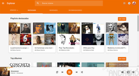 La web de Google Play Music se renueva con Material Design