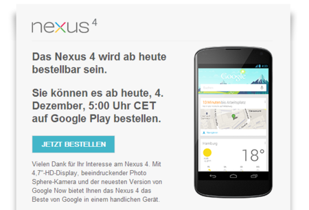 Google Nexus 4 vuelve hoy a la venta en Alemania. También en Reino Unido