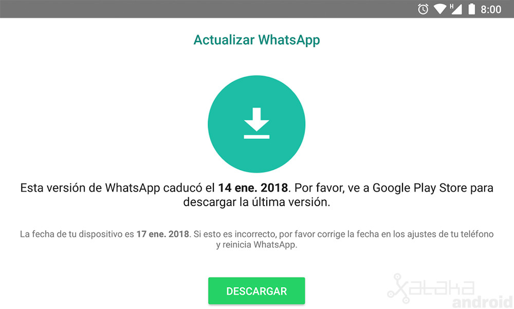 Whatsapp caducado