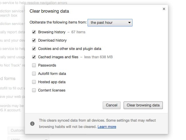 Clear data