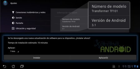 Actualización vía OTA de Honeycomb 3.1 en la Asus Eee Pad Transformer
