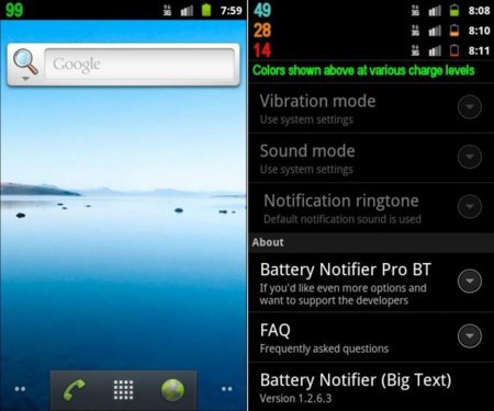 Battery Notifier, el estado de la batería en la barra de notificación