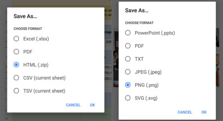 Google Sheets y Slides añaden soporte para exportar en más formatos