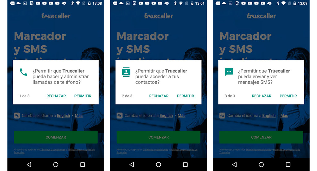 Permisos de True Caller