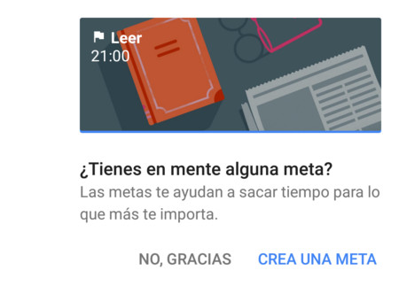 Google Calendar te permite añadir tus metas para encontrar el mejor momento del día para realizarlas