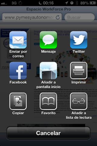 Pantallazo de iOS