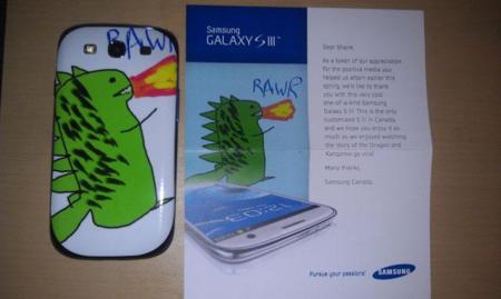 Samsung envía un Galaxy SIII a un cliente canadiense que les envió un dibujo de un dragón