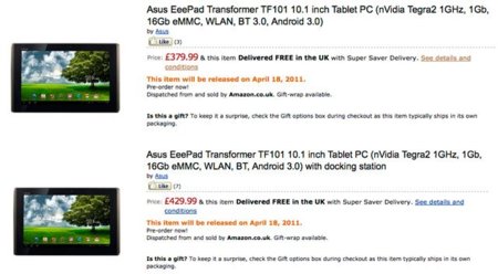 Asus Eee Pad Transformer ya tiene precio: 430 euros