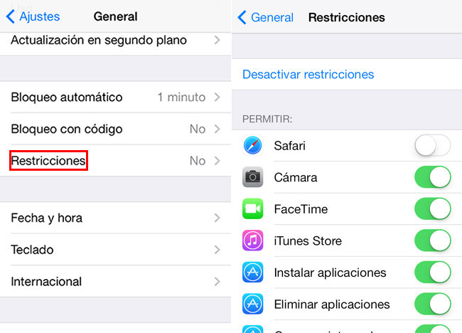 Control Parental en iOS