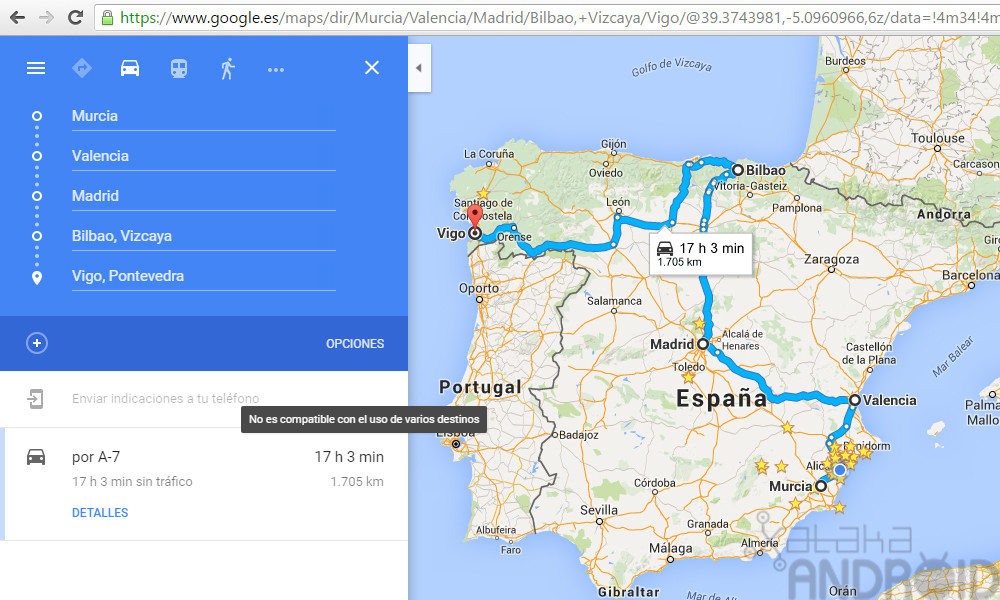 Maps Múltiples Destinos Web