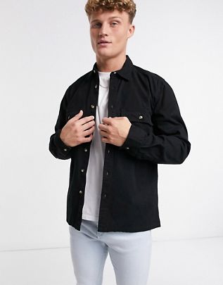 Sobrecamisa negra de sarga de ASOS DESIGN