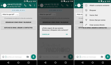 WhatsApp para Android permite denunciar como spam a los remitentes desconocidos