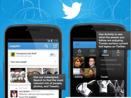 Twitter actualiza su aplicación para Android simplificando la búsqueda, actividad y el descubrimiento de tweets