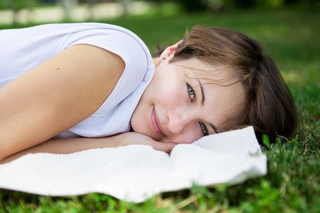 Laying on grass