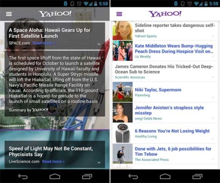 Yahoo! 1.0 para Android disponible, más atención a las noticias