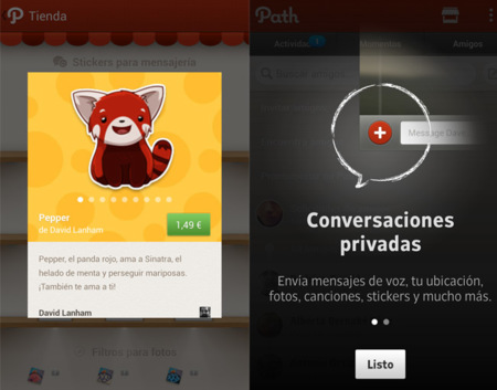 Path se actualiza con mensajes privados y pegatinas