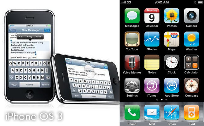 iPhone 3GS con iPhone OS 3