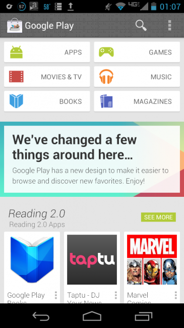 Google Play 4.0 vuelve a aparecer fugazmente