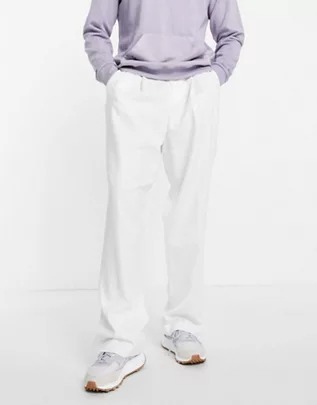 Pantalones blancos de vestir de tiro alto y corte slim de ASOS DESIGN