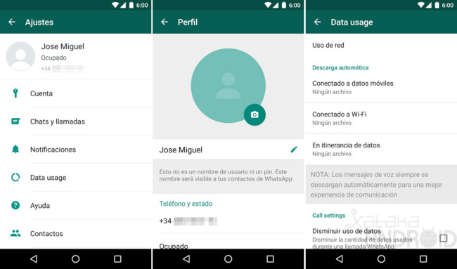 Ajustes Whatsapp