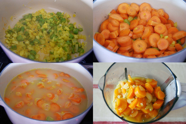 Crema fría de zanahoria y naranja con nata sin lactosa. Pasos