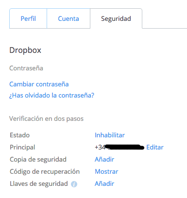 Dropbox Preferencias