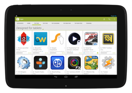 Google ya ofrece en Google Play por defecto su selección de aplicaciones diseñadas para tablets