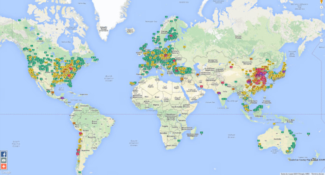 WAQI, un mapa online para ver en tiempo real la calidad del aire en el mundo 2 Waqi