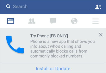 Facebook parece estar probando una nueva aplicación para realizar e identificar llamadas