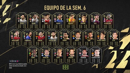 FIFA 22. TOTW: Equipo de la Semana 6, del 27 de octubre al 3 de noviembre de 2021