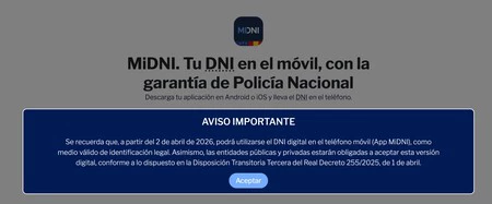 Aviso en la web de la policía