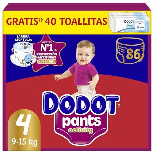 Dodot Activity Pants Pañal-Braguita Talla 4, 86 Pañales, 9kg-15kg