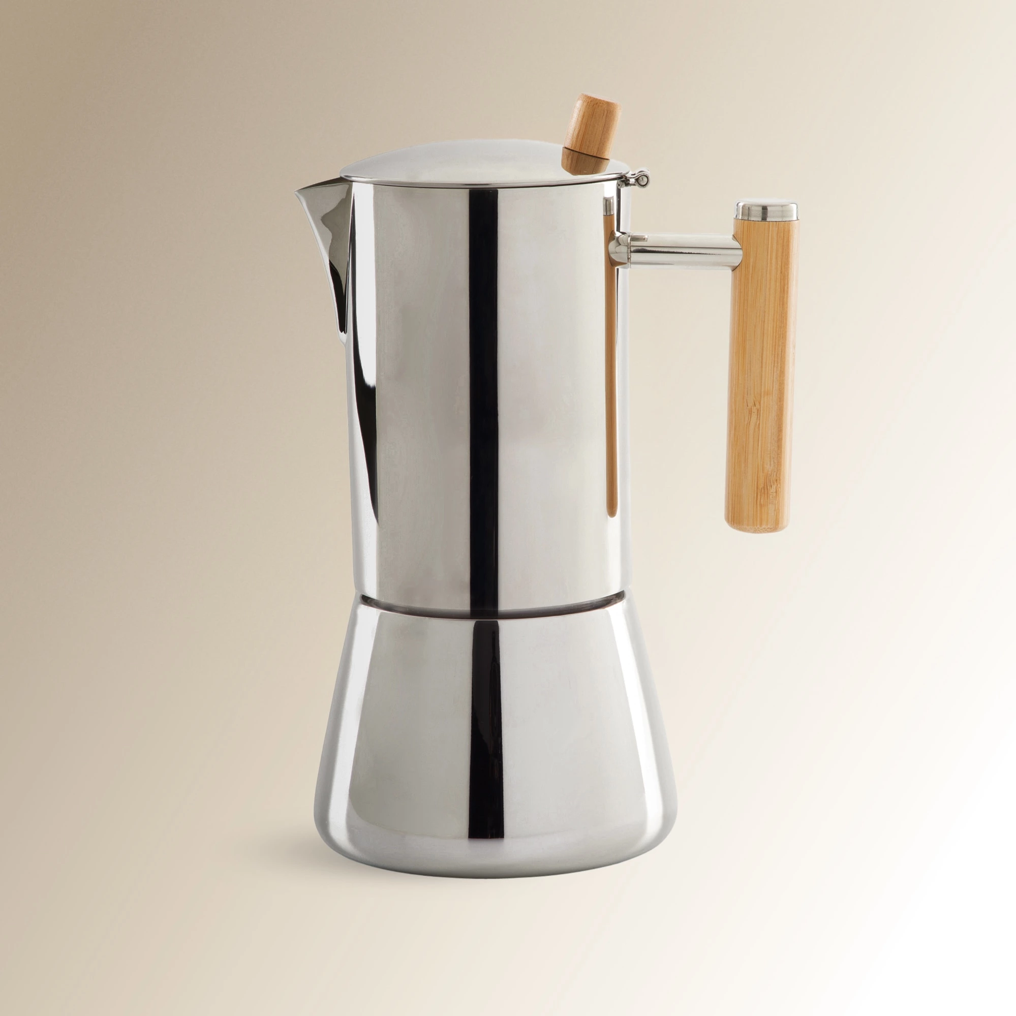 Cafetera de inoxidable con bambú El Corte Inglés - Acero 6 Tazas