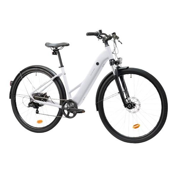 Bicicleta Trekking Eléctrica Cuadro Bajo E-Actv 100 Gris Perla
